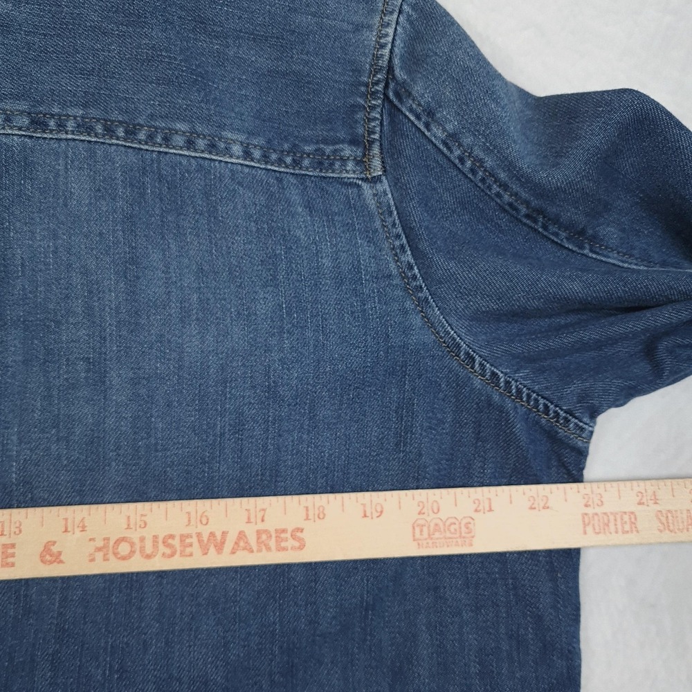 Orvis Field Shirt Jacket Womens Large Blue Denim Chore Military Utility Workwear - Picture 12 of 16